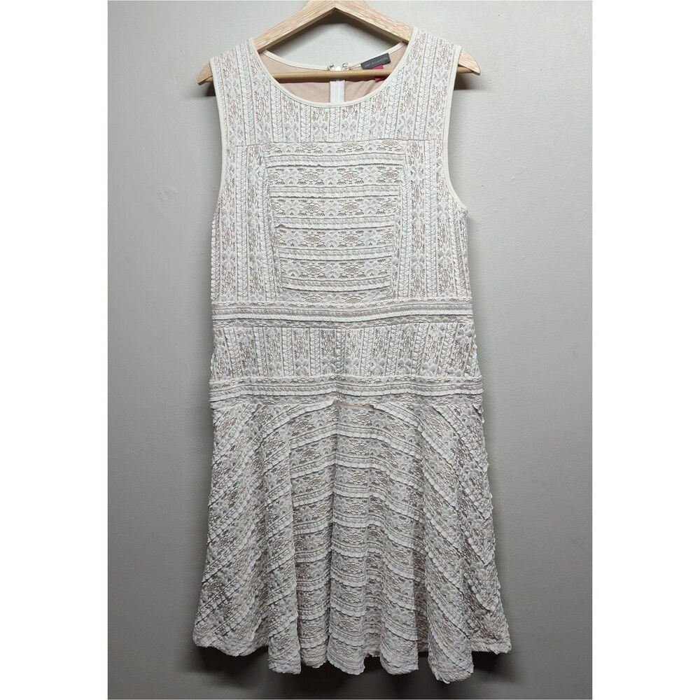 Vince Camuto Mini Dress Women Size L White Lace Sleeveless Feminine Wedding